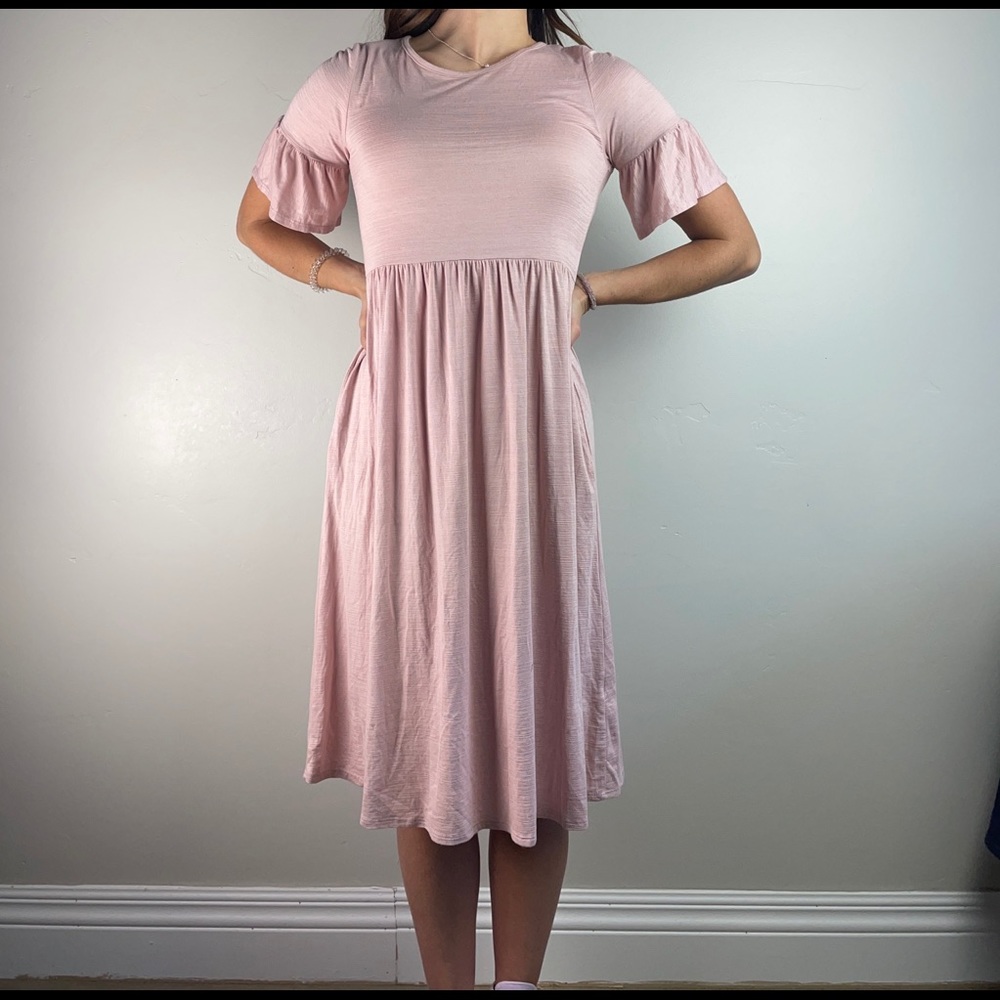 Orange Creek Bethany Ruffle Sleeve Dress in Blush